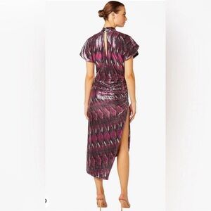 NWT Misa Los Angeles Divia Purple Pink Silver Ikat Sequin Dress Womens XS (0-2)